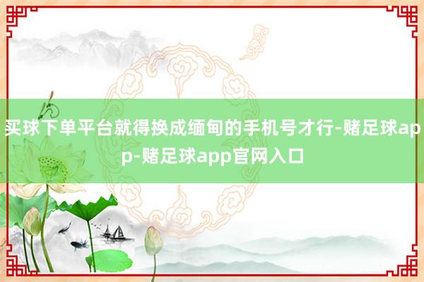 买球下单平台就得换成缅甸的手机号才行-赌足球app-赌足球app官网入口