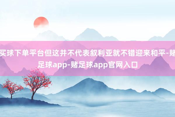 买球下单平台但这并不代表叙利亚就不错迎来和平-赌足球app-赌足球app官网入口