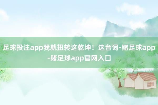 足球投注app我就扭转这乾坤！这台词-赌足球app-赌足球app官网入口