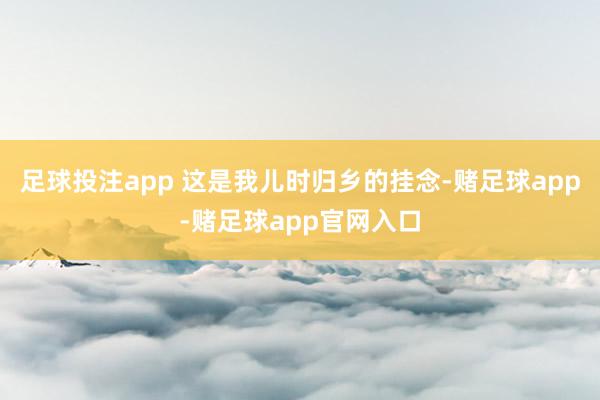 足球投注app 这是我儿时归乡的挂念-赌足球app-赌足球app官网入口