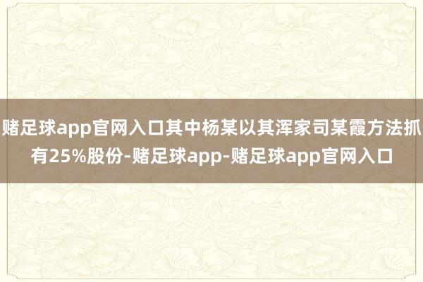 赌足球app官网入口其中杨某以其浑家司某霞方法抓有25%股份-赌足球app-赌足球app官网入口