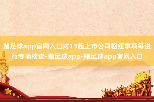 赌足球app官网入口对13起上市公司枢纽事项等进行专项核查-赌足球app-赌足球app官网入口