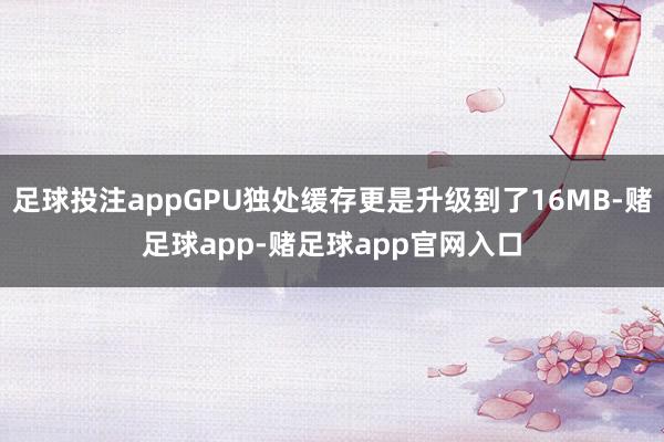 足球投注appGPU独处缓存更是升级到了16MB-赌足球app-赌足球app官网入口