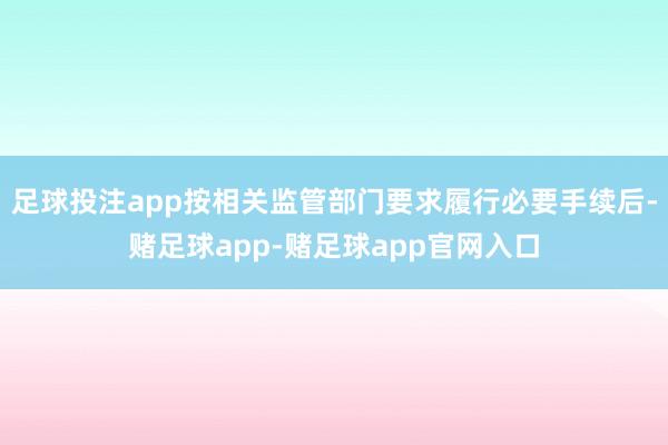 足球投注app按相关监管部门要求履行必要手续后-赌足球app-赌足球app官网入口