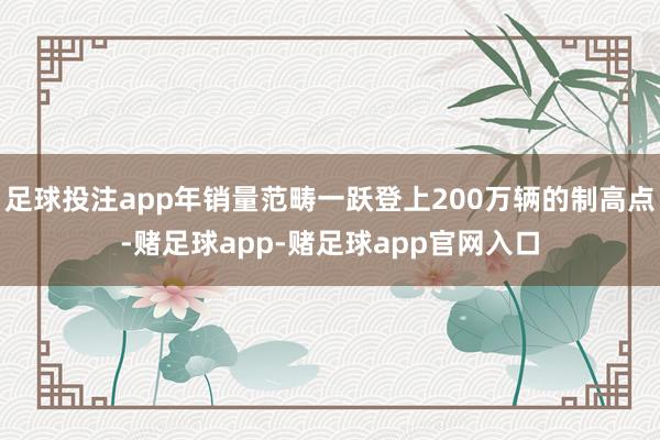足球投注app年销量范畴一跃登上200万辆的制高点-赌足球app-赌足球app官网入口