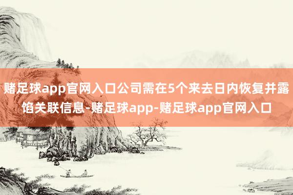 赌足球app官网入口公司需在5个来去日内恢复并露馅关联信息-赌足球app-赌足球app官网入口