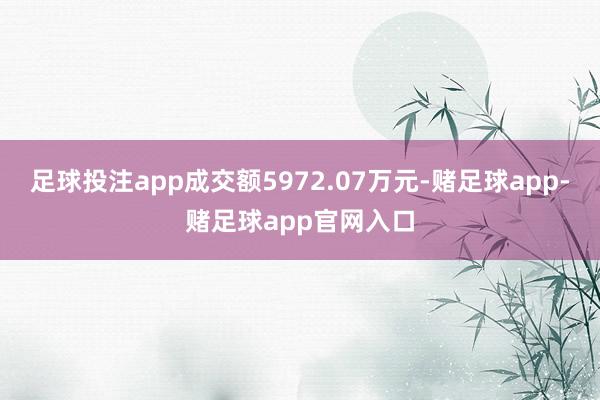 足球投注app成交额5972.07万元-赌足球app-赌足球app官网入口