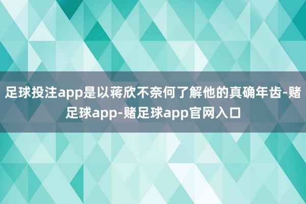 足球投注app是以蒋欣不奈何了解他的真确年齿-赌足球app-赌足球app官网入口