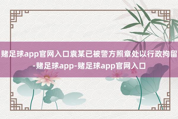 赌足球app官网入口袁某已被警方照章处以行政拘留-赌足球app-赌足球app官网入口