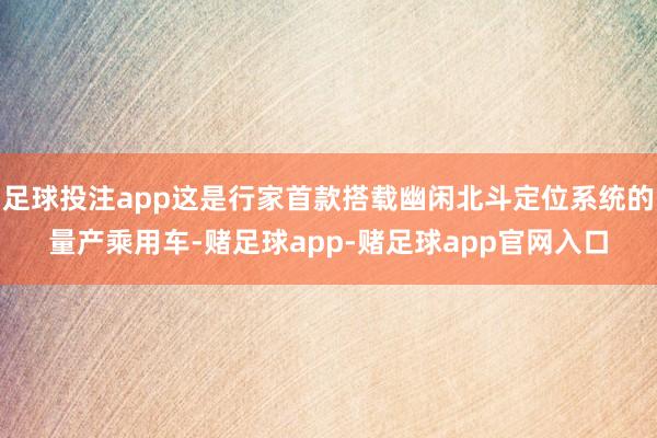 足球投注app这是行家首款搭载幽闲北斗定位系统的量产乘用车-赌足球app-赌足球app官网入口