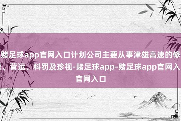 赌足球app官网入口计划公司主要从事津雄高速的修复、营运、科罚及珍视-赌足球app-赌足球app官网入口