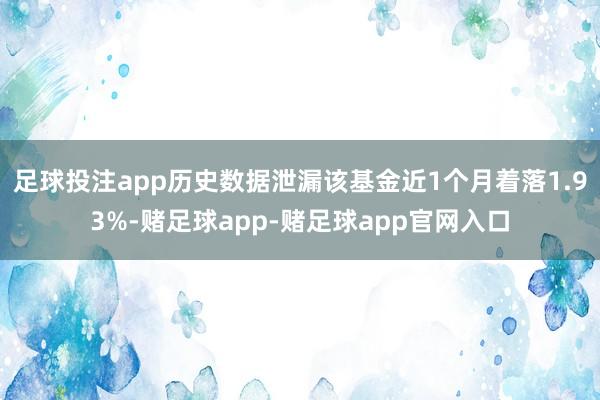 足球投注app历史数据泄漏该基金近1个月着落1.93%-赌足球app-赌足球app官网入口