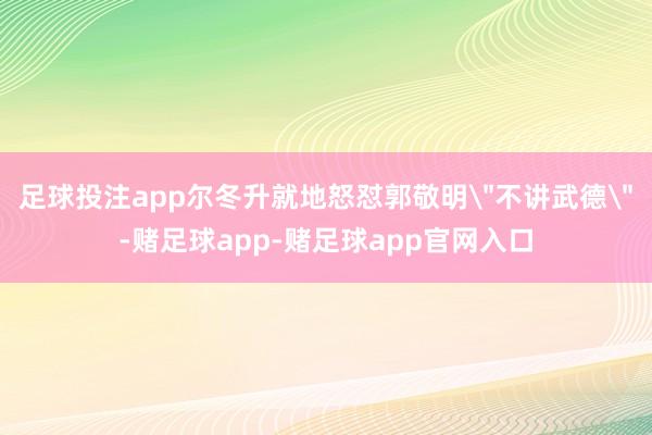 足球投注app尔冬升就地怒怼郭敬明