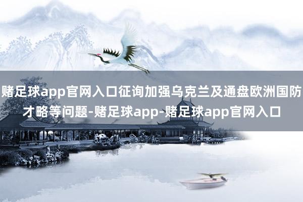 赌足球app官网入口征询加强乌克兰及通盘欧洲国防才略等问题-赌足球app-赌足球app官网入口