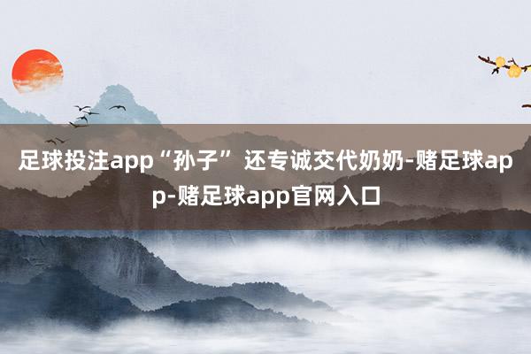 足球投注app“孙子” 还专诚交代奶奶-赌足球app-赌足球app官网入口
